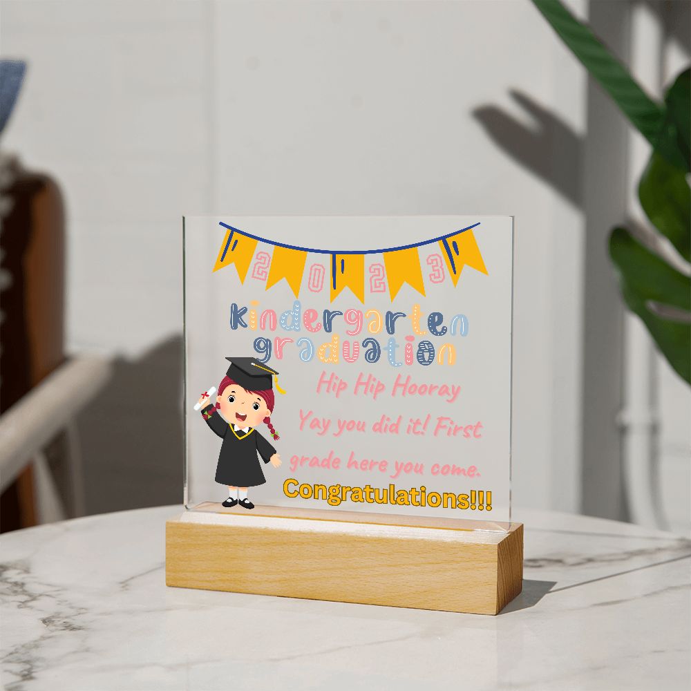 KINDERGARTEN GRADUATION, SQUARE ACRYLIC PLAQUE