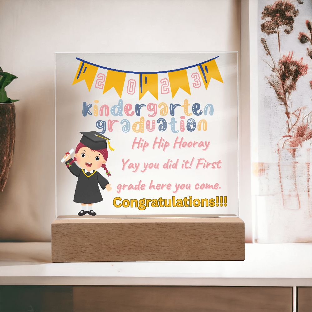 KINDERGARTEN GRADUATION, SQUARE ACRYLIC PLAQUE