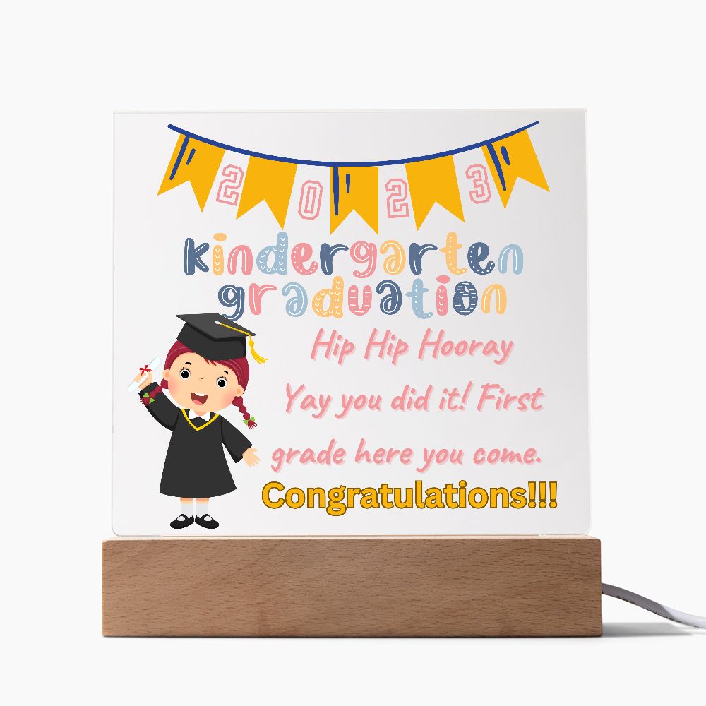 KINDERGARTEN GRADUATION, SQUARE ACRYLIC PLAQUE