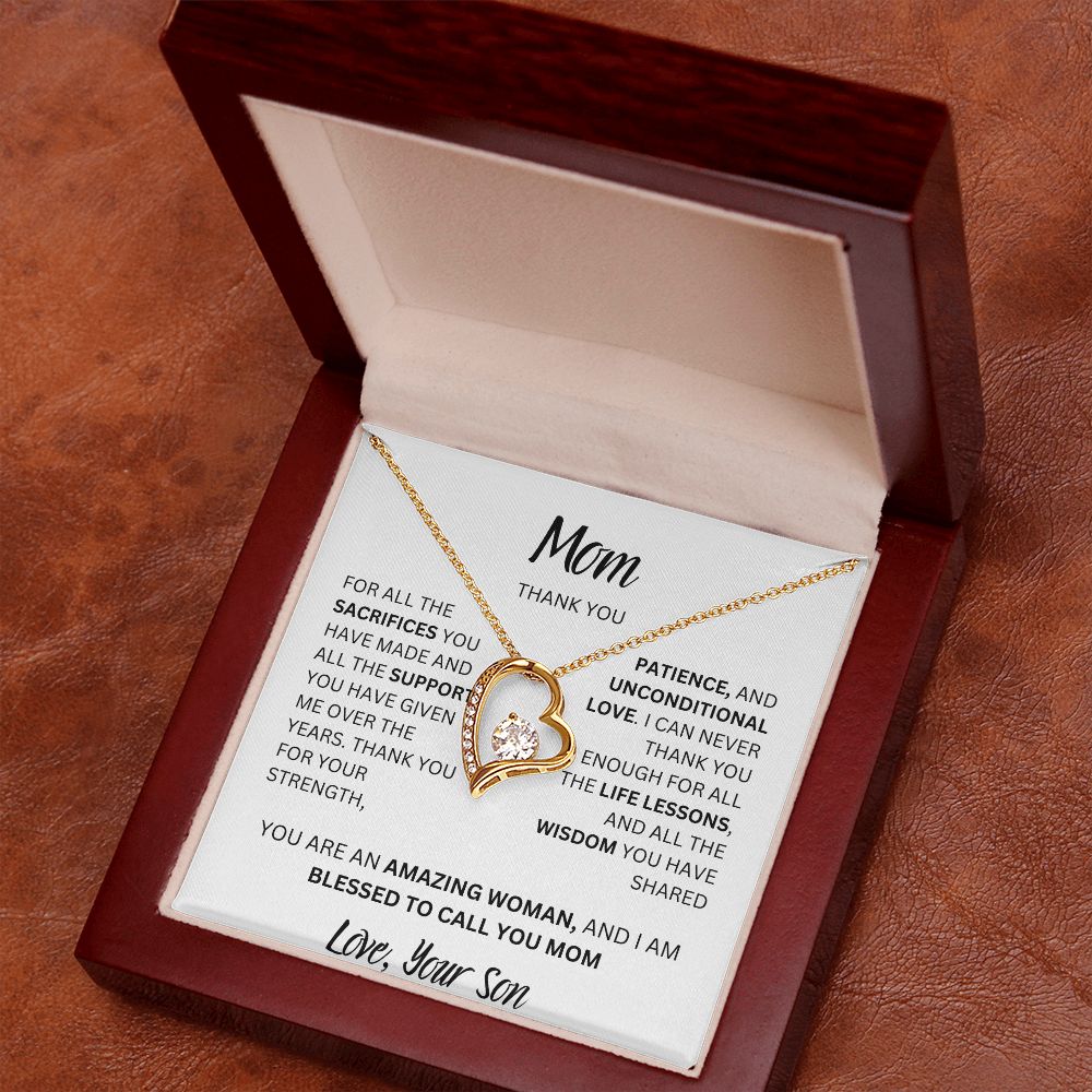MOM THANK YOU, LOVE YOUR SON, FOREVER LOVE NECKLACE