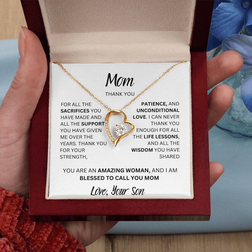 MOM THANK YOU, LOVE YOUR SON, FOREVER LOVE NECKLACE