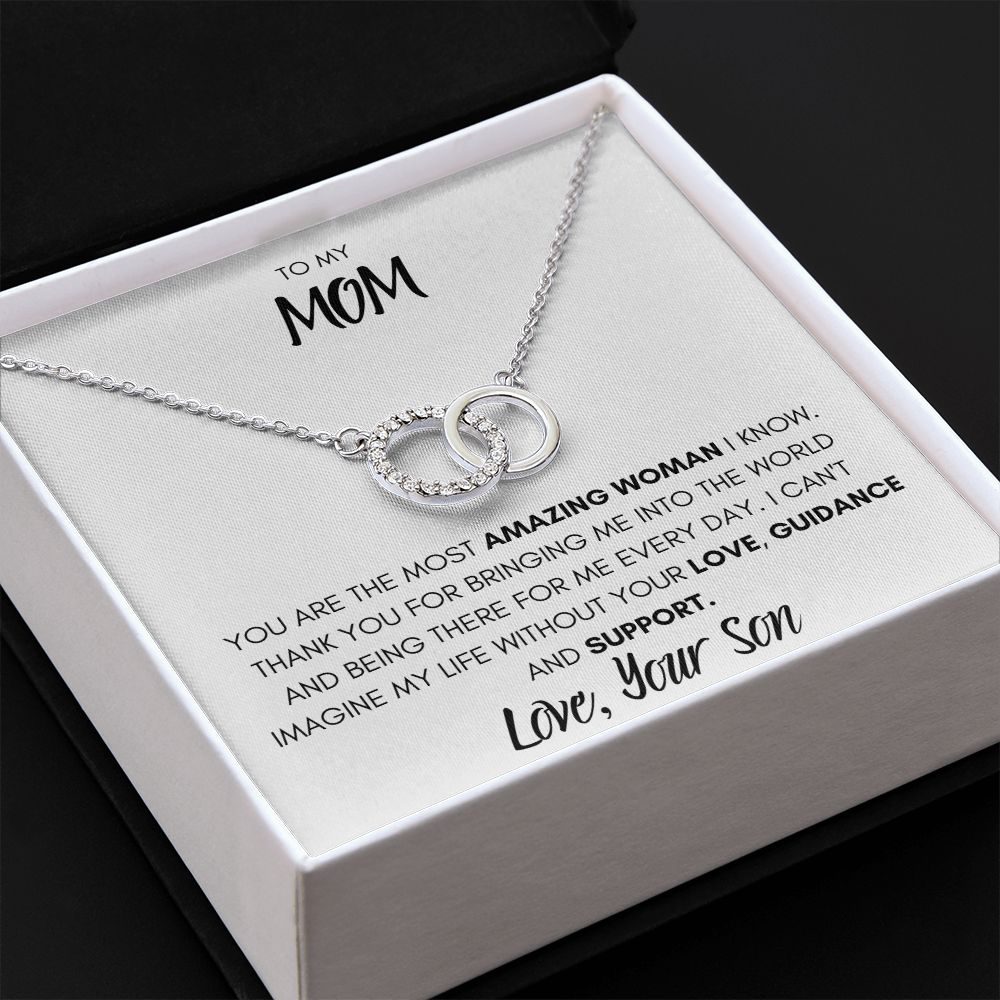 TO MOM, LOVE SON, PERFECT PAIR NECKLACE