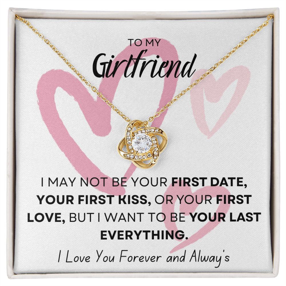 TO MY GIRLFRIEND PINK HEARTS, MY LAST EVERYTHING, LOVE KNOT NECKLACE