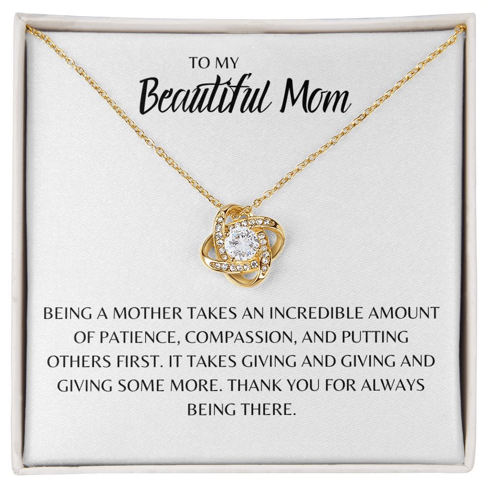 TO MY BEAUTIFUL MOM, LOVE KNOT NECKLACE
