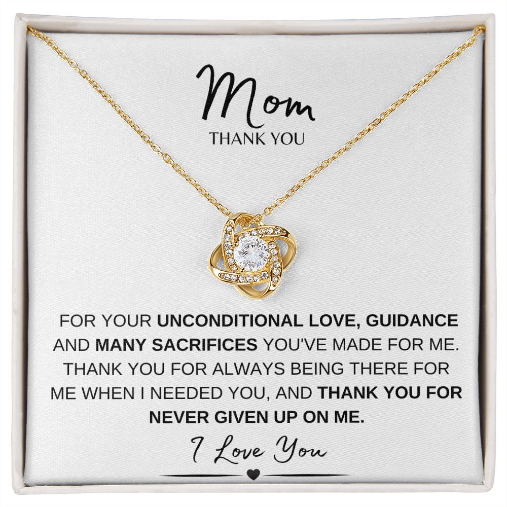MOM THANK YOU, I LOVE YOU, LOVE KNOT NECKLACE