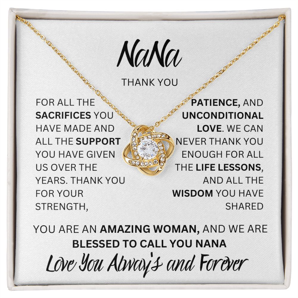 NA-NA WE THANK YOU, LOVE ALWAYS, LOVE KNOT NECKLACE