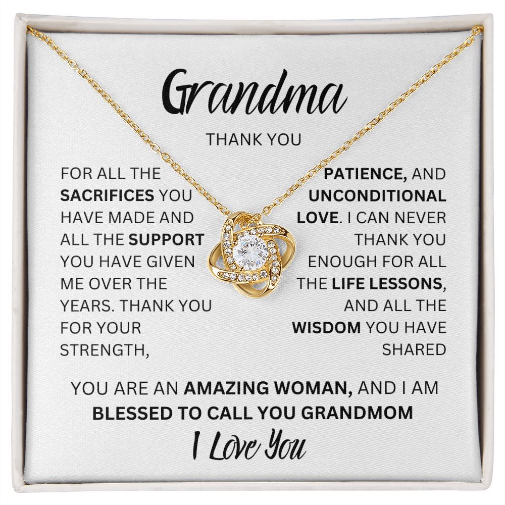 GRANDMA THANK YOU, I LOVE YOU, LOVE KNOT NECKLACE