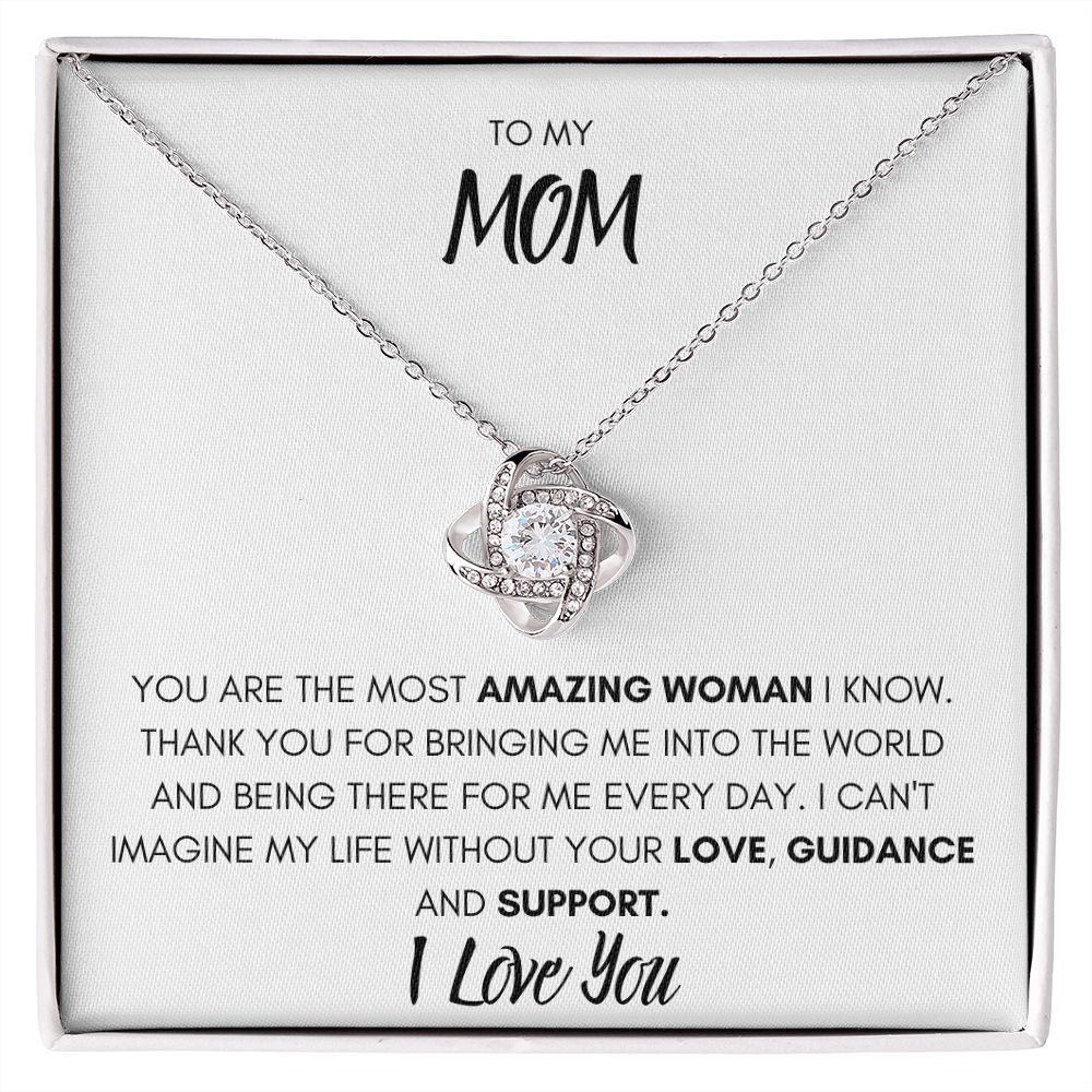 TO MY MOM, I LOVE YOU, LOVE KNOT NECKLACE