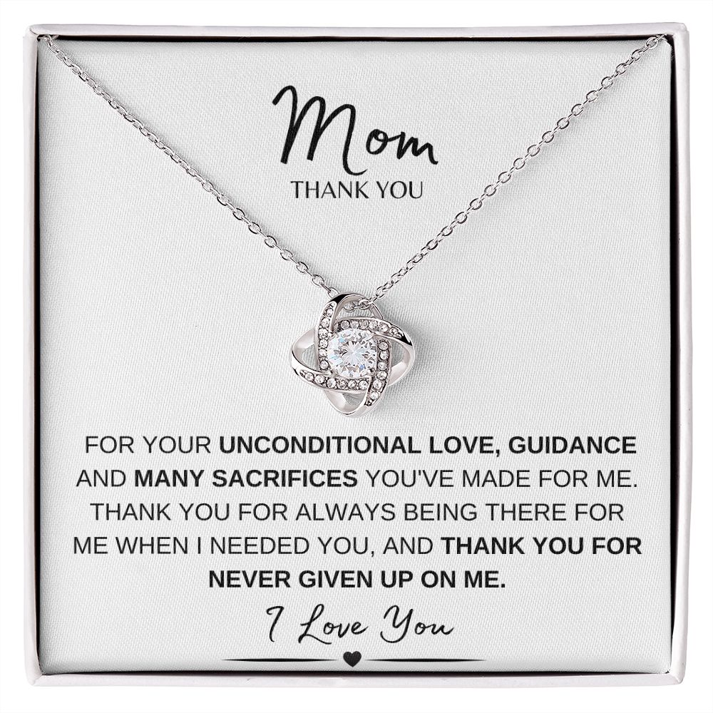 MOM THANK YOU, I LOVE YOU, LOVE KNOT NECKLACE