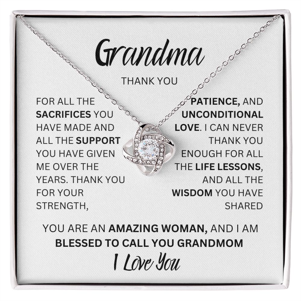 GRANDMA THANK YOU, I LOVE YOU, LOVE KNOT NECKLACE