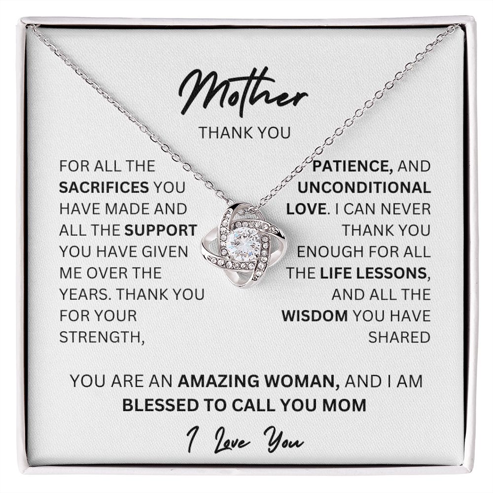 MOTHER THANK YOU, LOVE KNOT NECKLACE