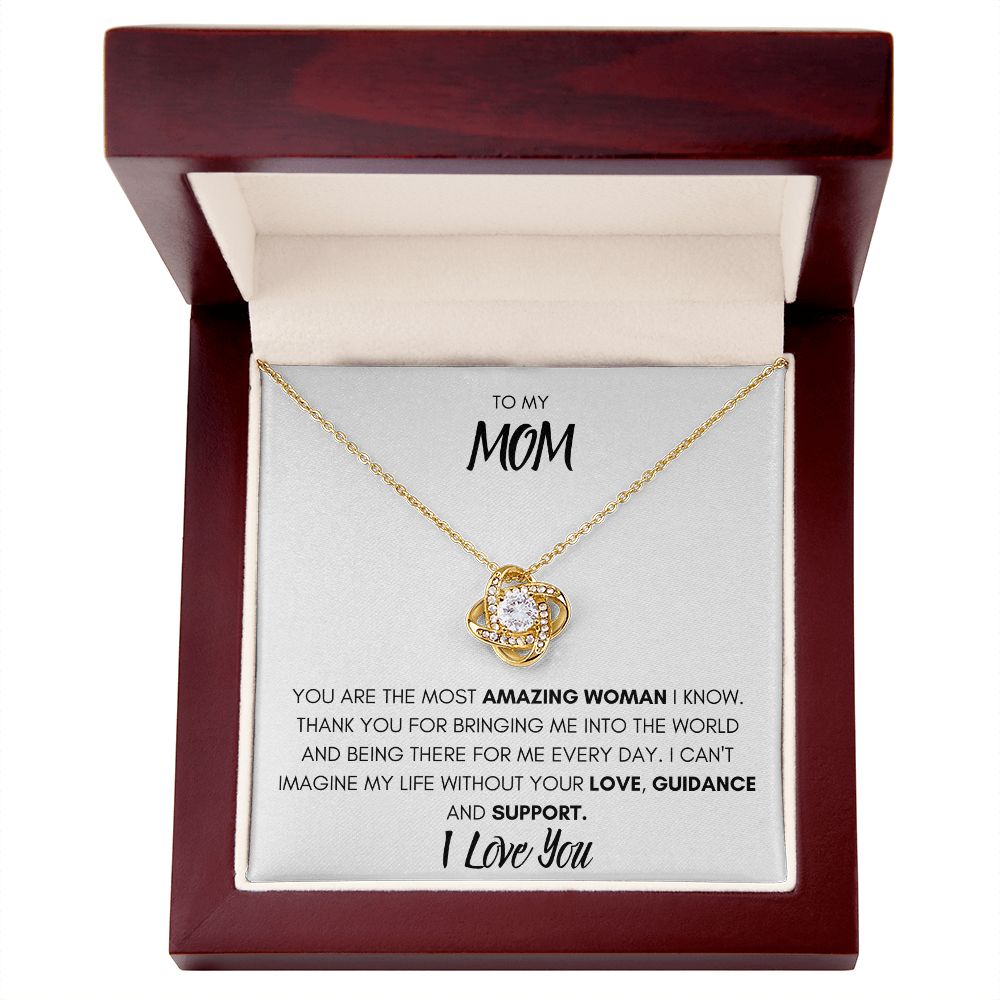 TO MY MOM, I LOVE YOU, LOVE KNOT NECKLACE