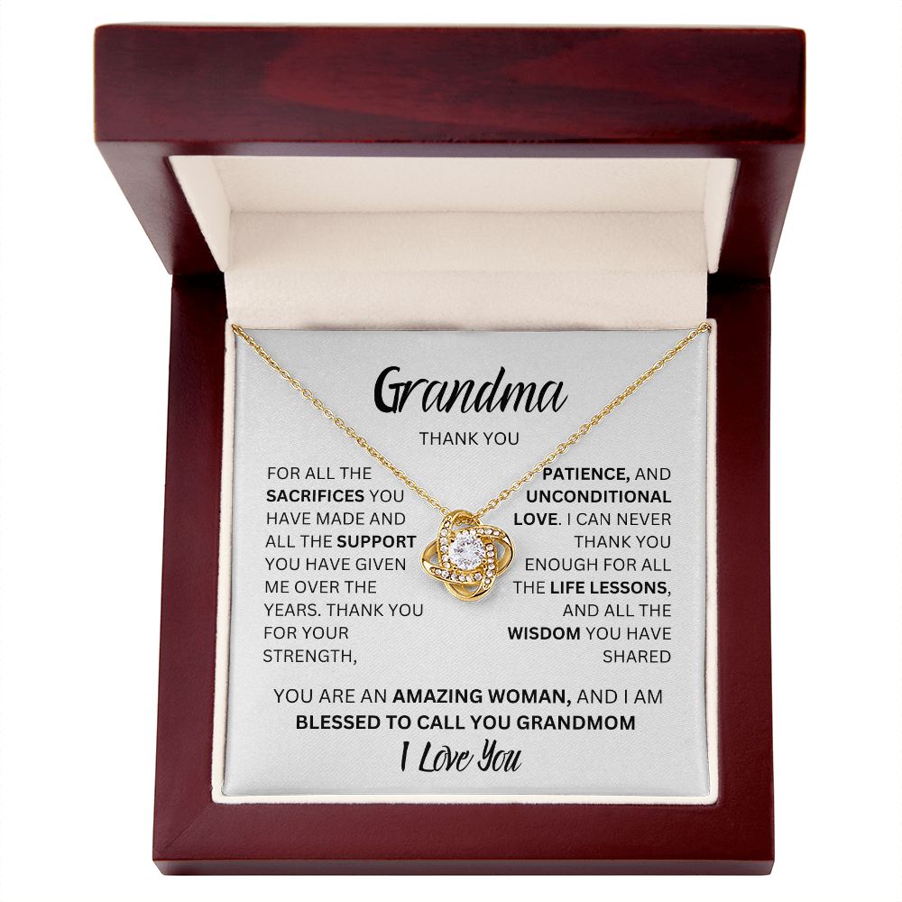 GRANDMA THANK YOU, I LOVE YOU, LOVE KNOT NECKLACE