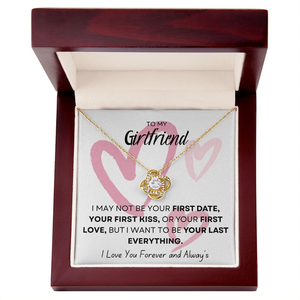 TO MY GIRLFRIEND PINK HEARTS, MY LAST EVERYTHING, LOVE KNOT NECKLACE