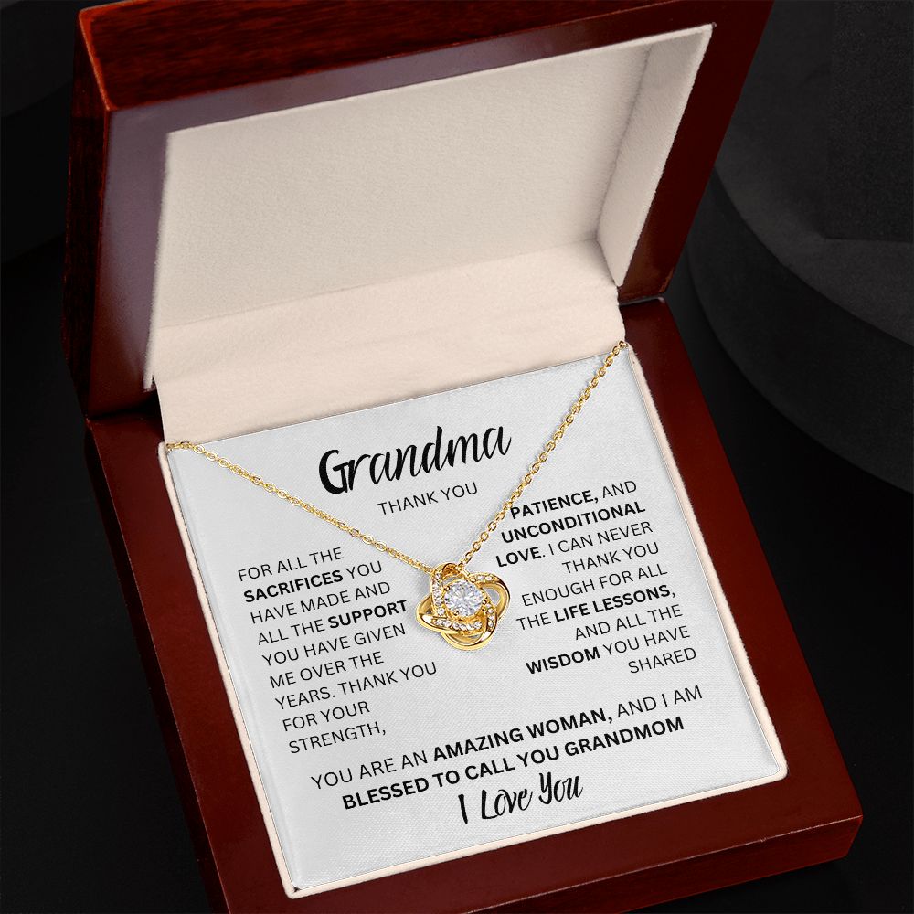 GRANDMA THANK YOU, I LOVE YOU, LOVE KNOT NECKLACE