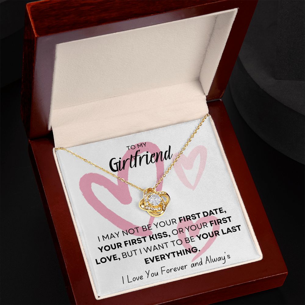 TO MY GIRLFRIEND PINK HEARTS, MY LAST EVERYTHING, LOVE KNOT NECKLACE