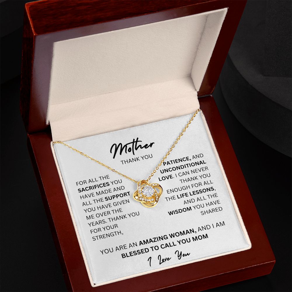 MOTHER THANK YOU, LOVE KNOT NECKLACE
