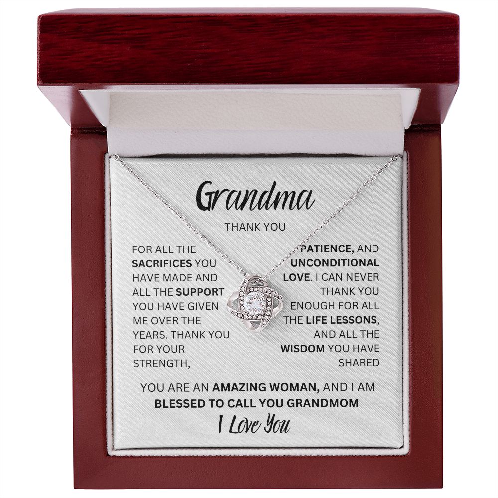 GRANDMA THANK YOU, I LOVE YOU, LOVE KNOT NECKLACE
