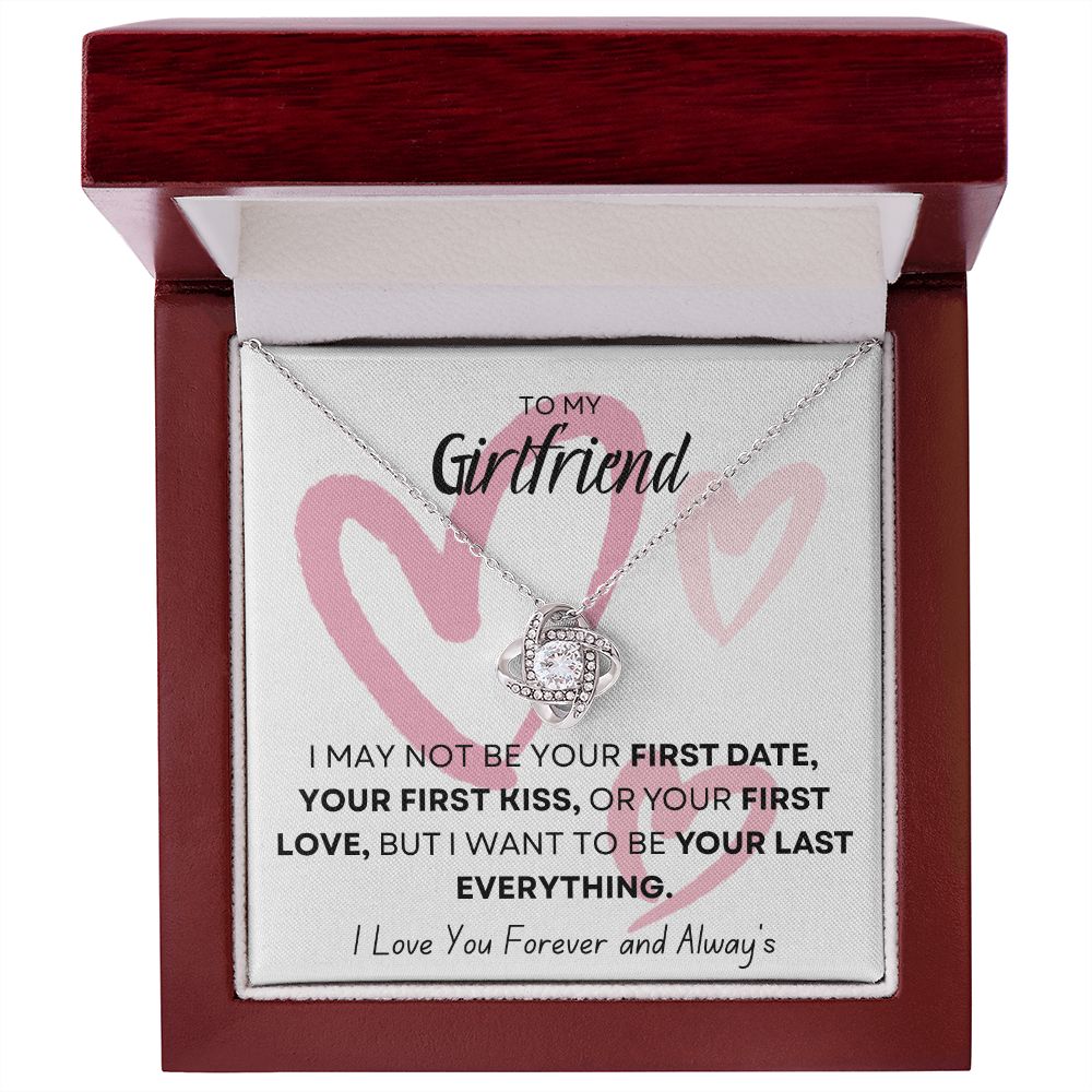 TO MY GIRLFRIEND PINK HEARTS, MY LAST EVERYTHING, LOVE KNOT NECKLACE