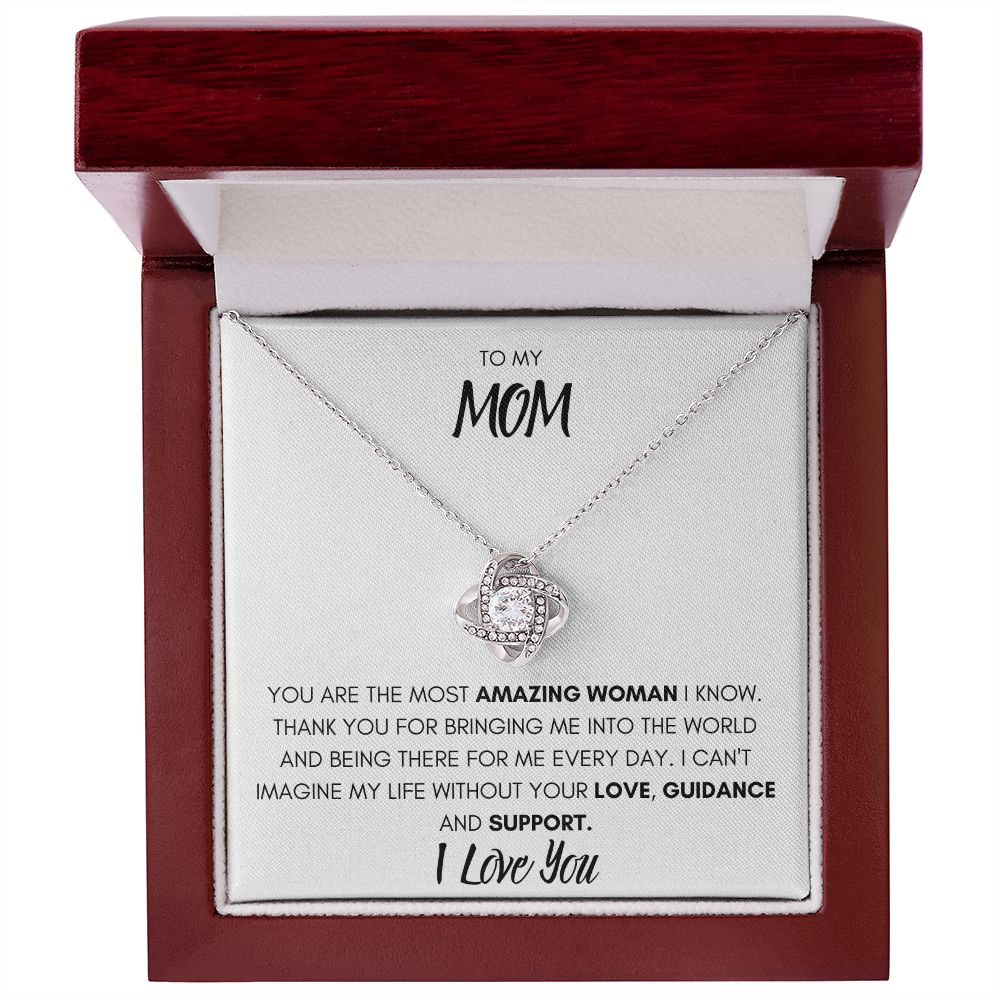 TO MY MOM, I LOVE YOU, LOVE KNOT NECKLACE