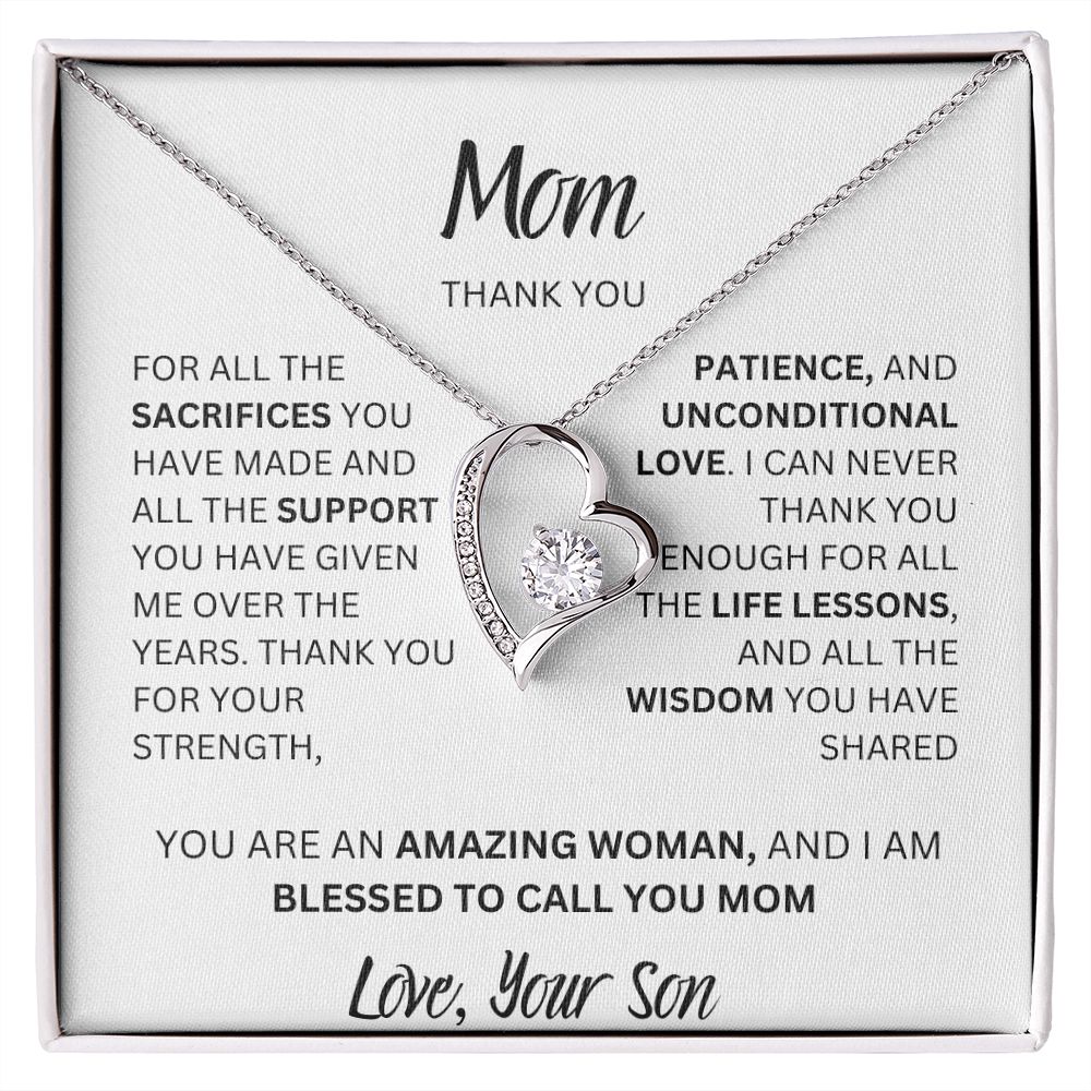 MOM THANK YOU, LOVE YOUR SON, FOREVER LOVE NECKLACE