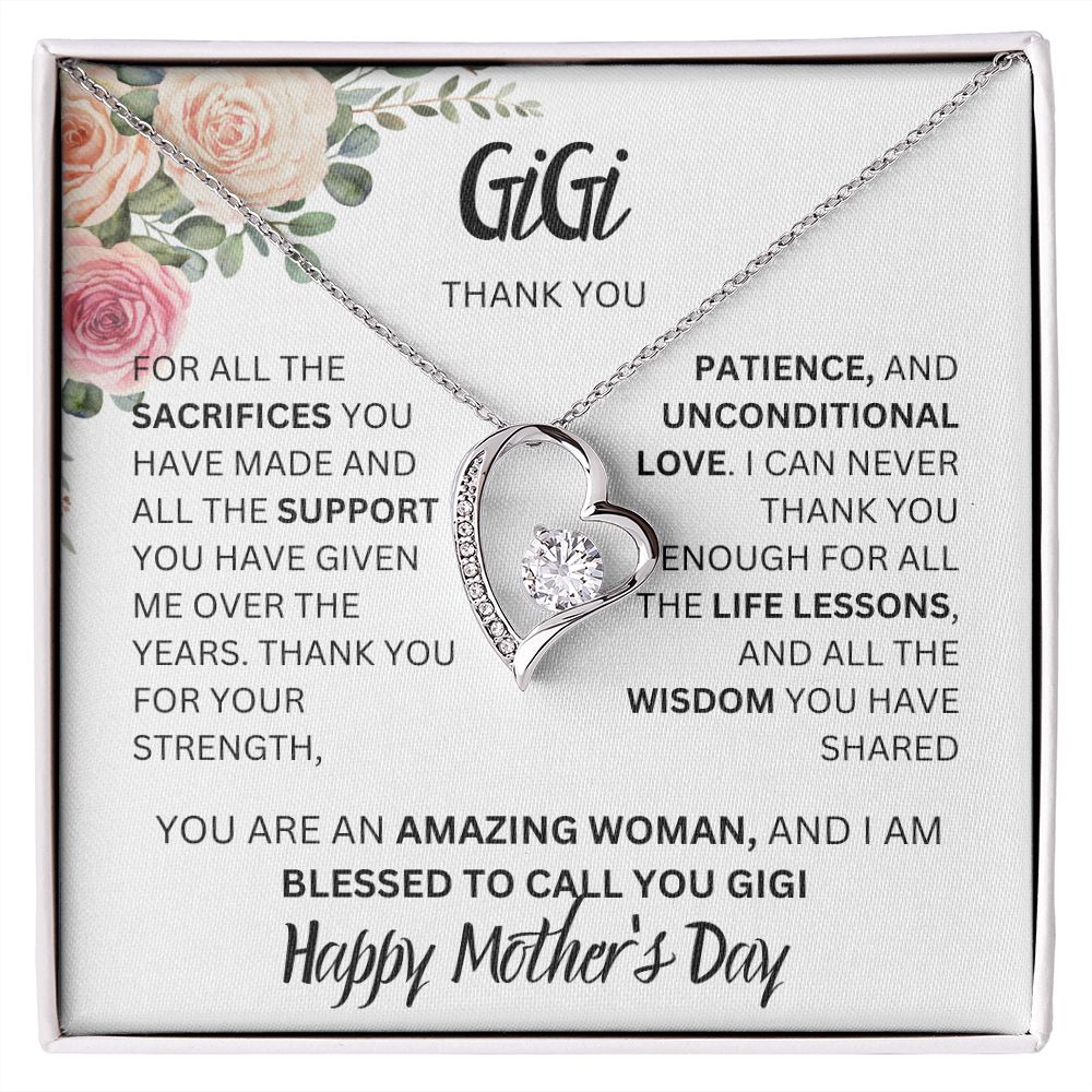 GIGI THANK YOU, FLOWERS HAPPY MOTHERS DAY, FOREVER LOVE NECKLACE