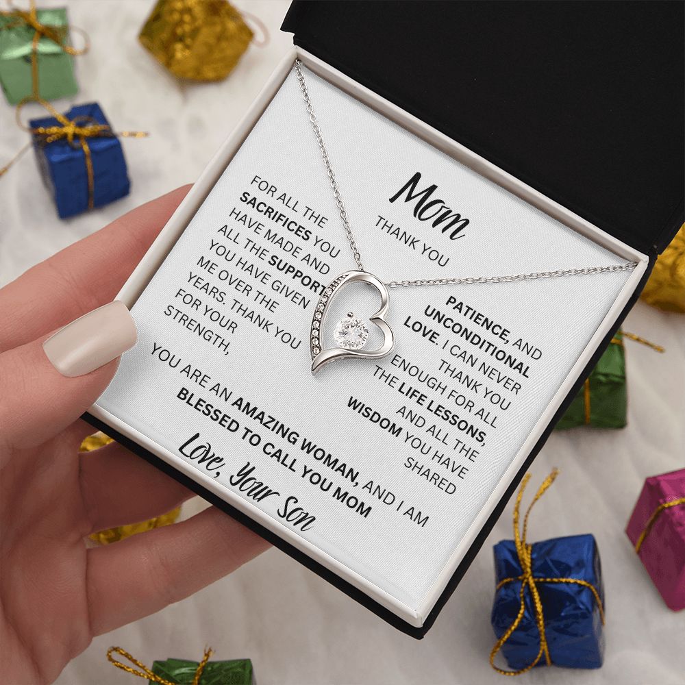 MOM THANK YOU, LOVE YOUR SON, FOREVER LOVE NECKLACE