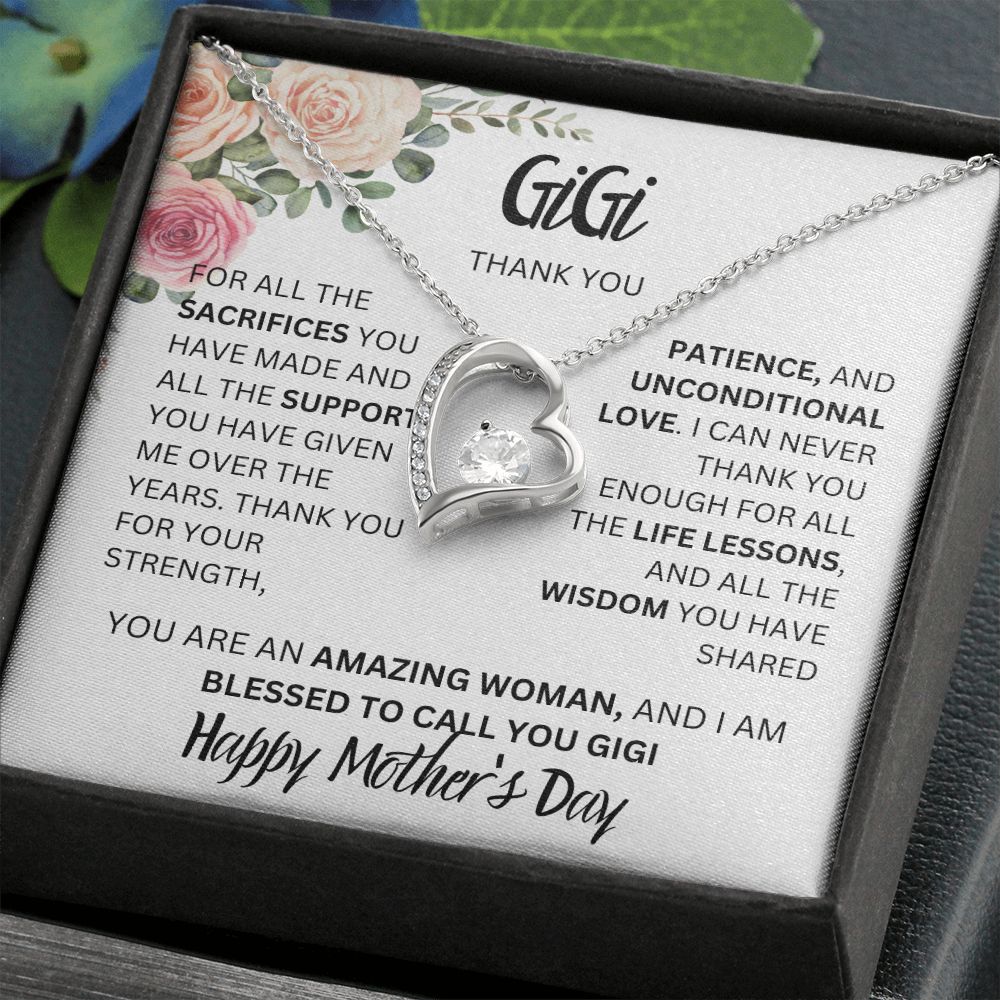 GIGI THANK YOU, FLOWERS HAPPY MOTHERS DAY, FOREVER LOVE NECKLACE