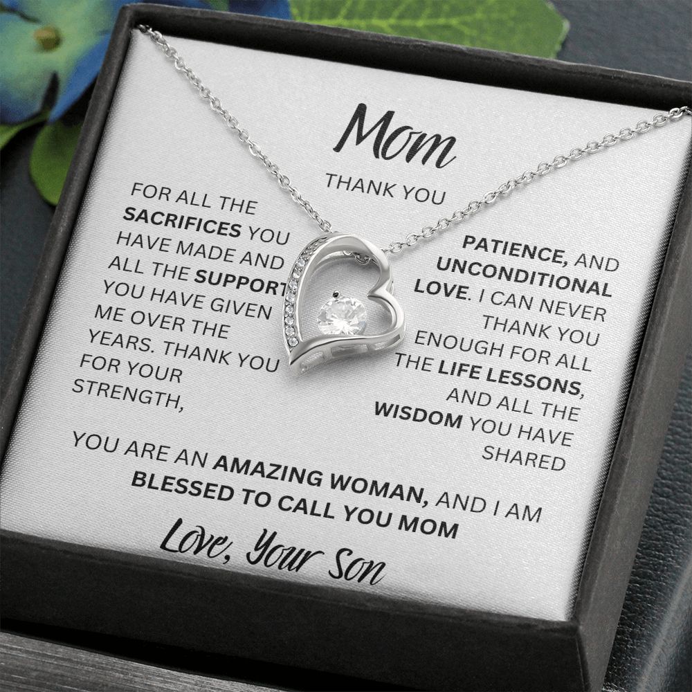 MOM THANK YOU, LOVE YOUR SON, FOREVER LOVE NECKLACE