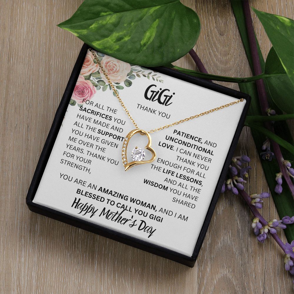 GIGI THANK YOU, FLOWERS HAPPY MOTHERS DAY, FOREVER LOVE NECKLACE