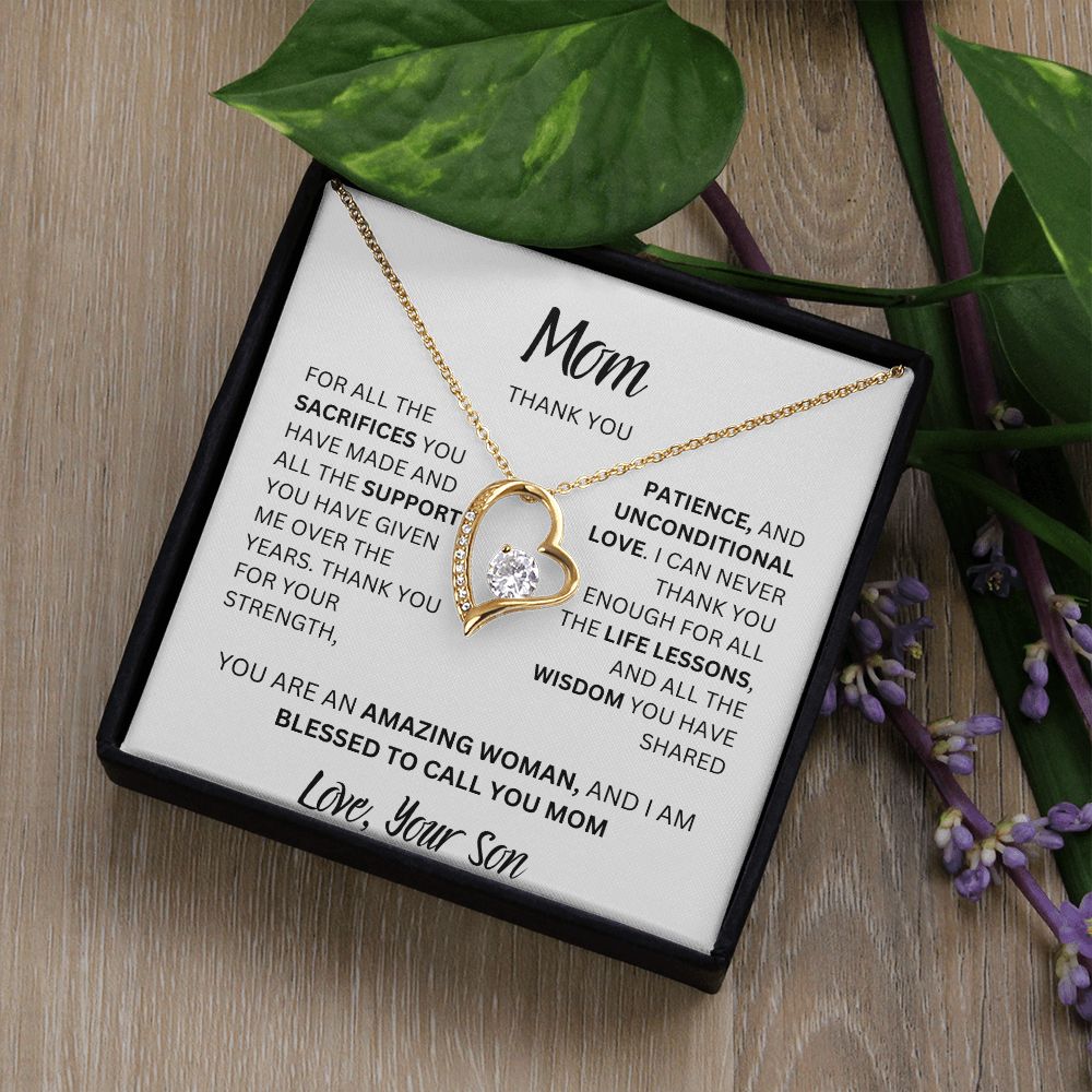 MOM THANK YOU, LOVE YOUR SON, FOREVER LOVE NECKLACE