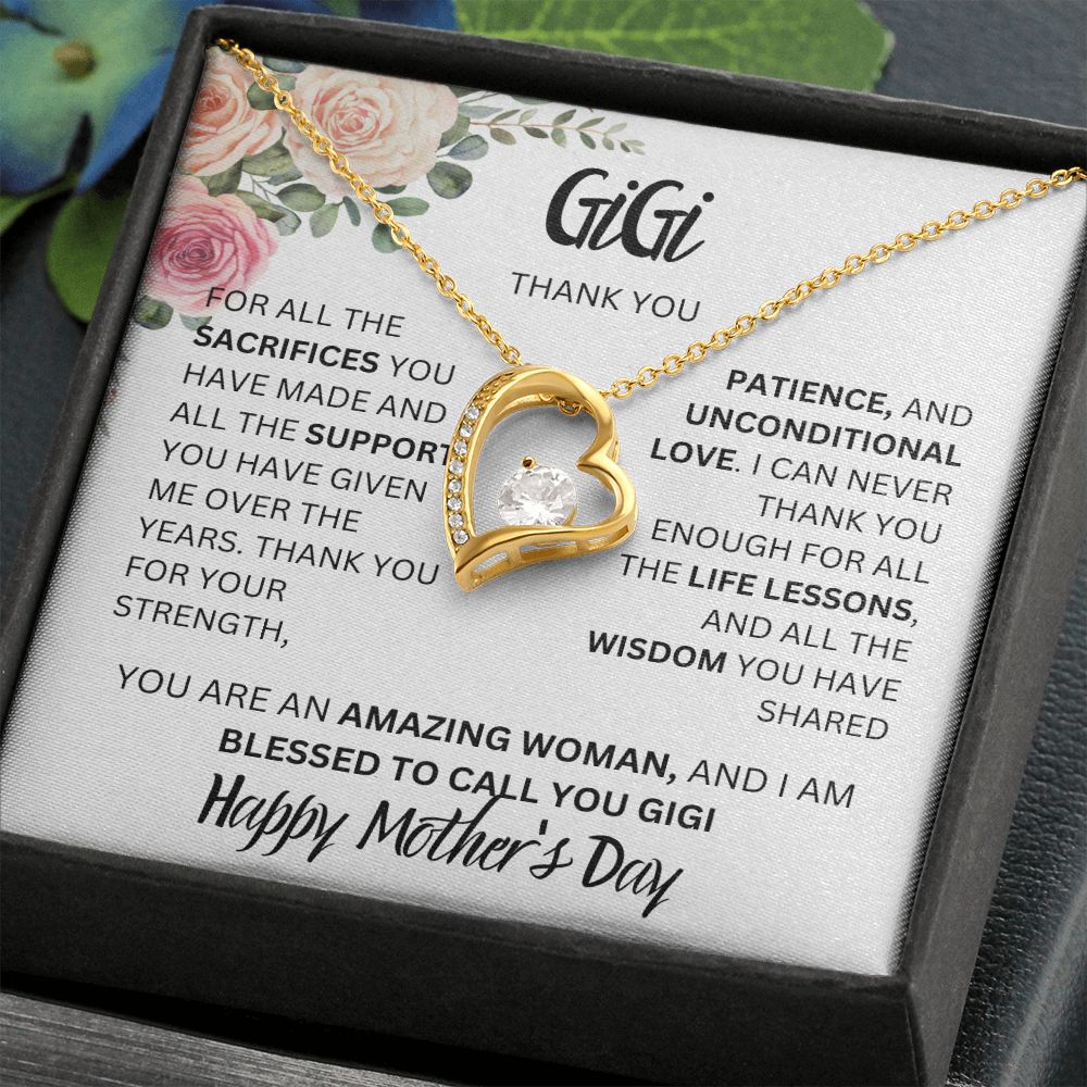 GIGI THANK YOU, FLOWERS HAPPY MOTHERS DAY, FOREVER LOVE NECKLACE
