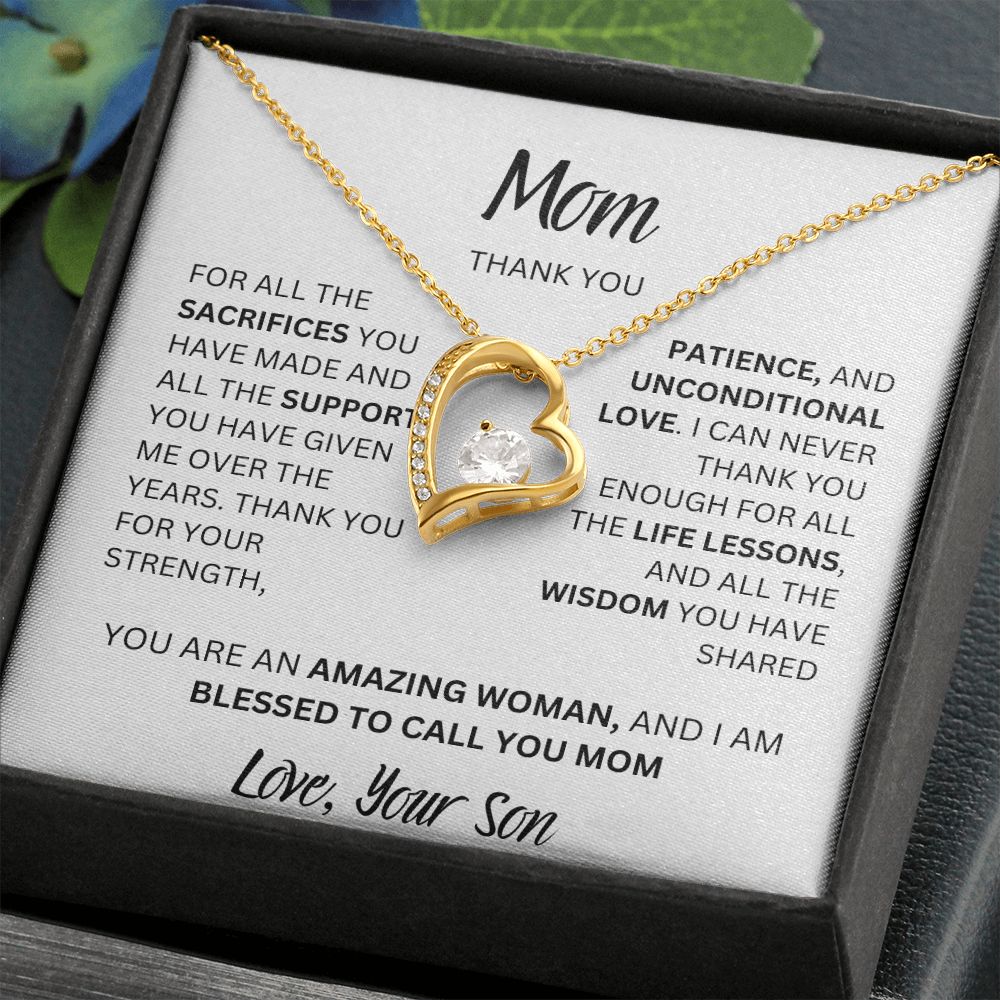 MOM THANK YOU, LOVE YOUR SON, FOREVER LOVE NECKLACE
