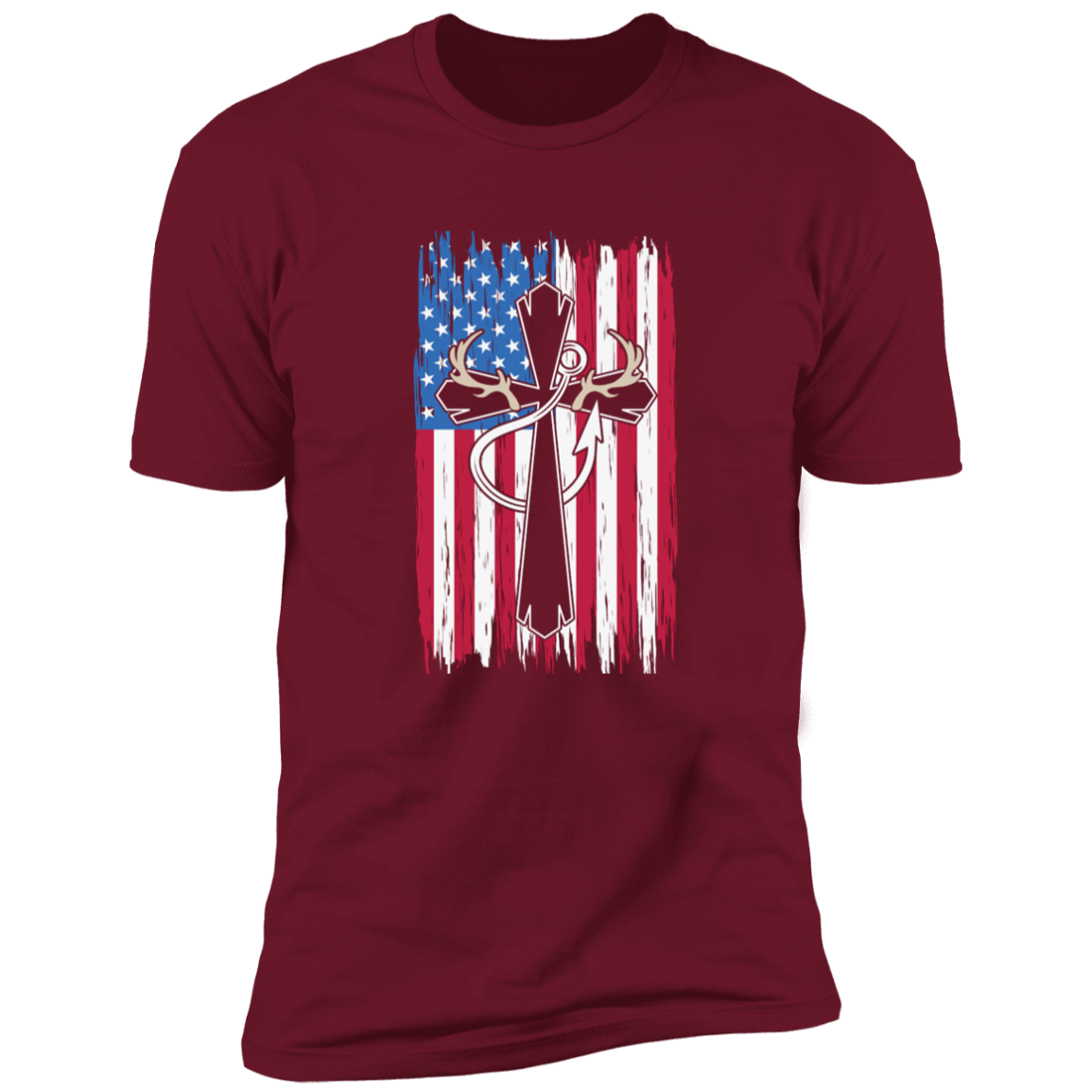 American flag/cross  Premium Short Sleeve Tee