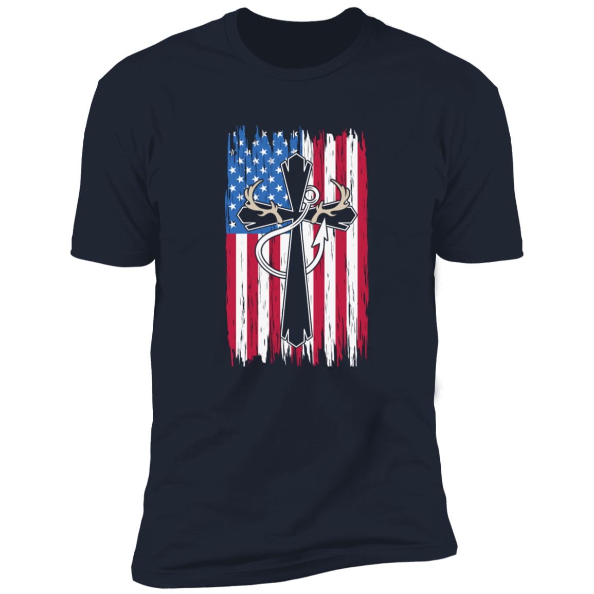 American flag/cross  Premium Short Sleeve Tee