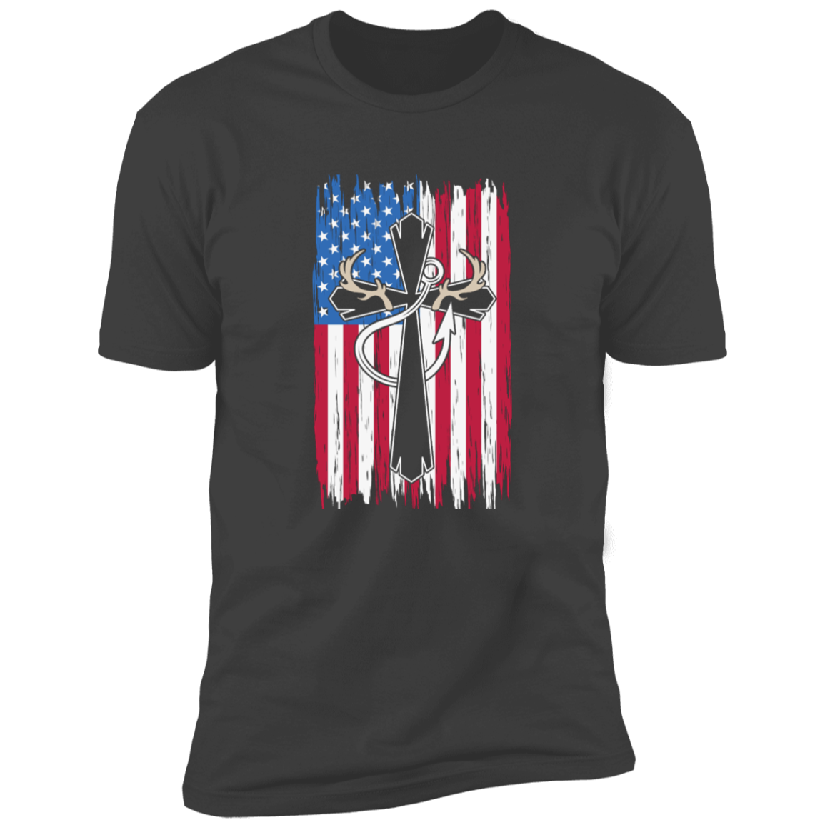 American flag/cross  Premium Short Sleeve Tee