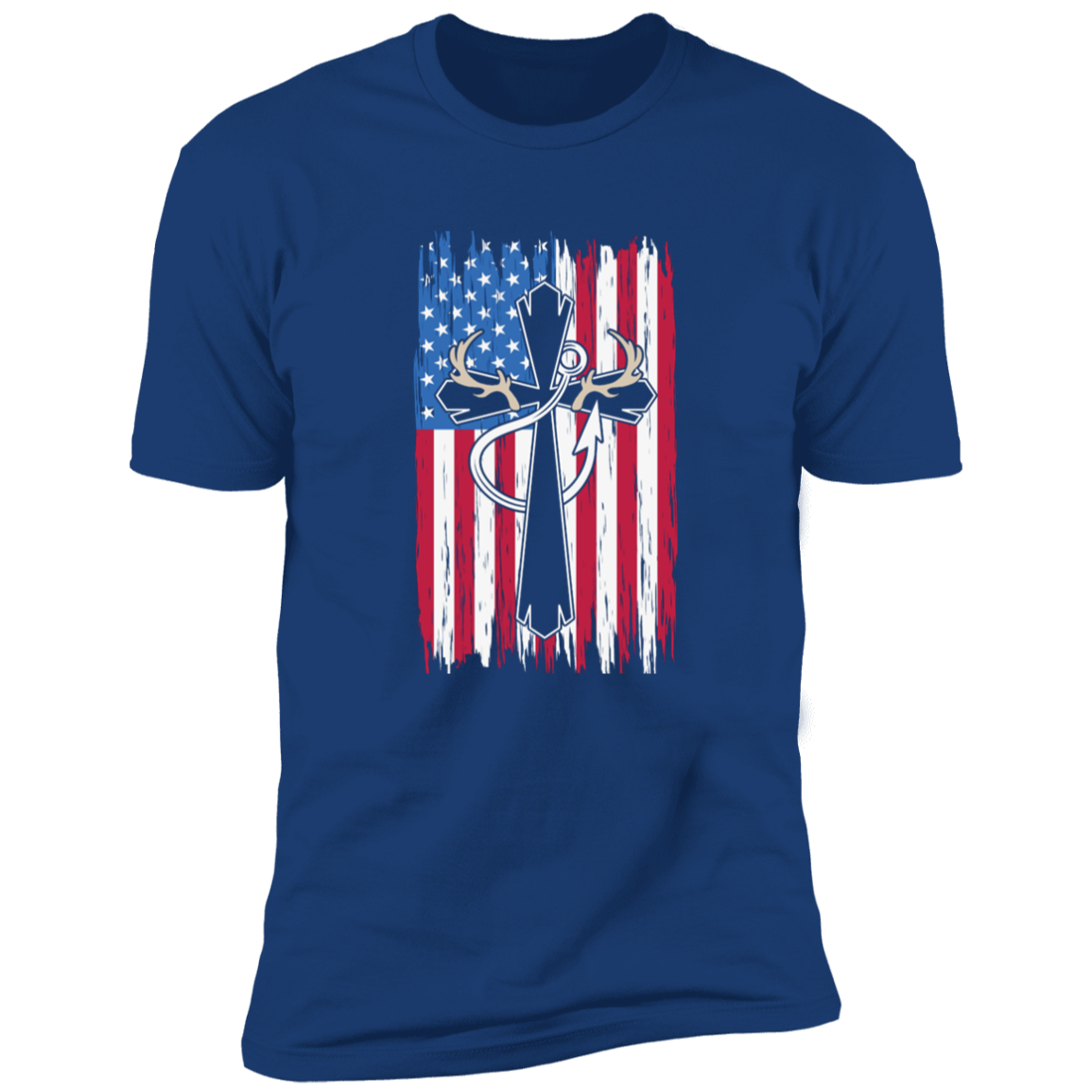 American flag/cross  Premium Short Sleeve Tee