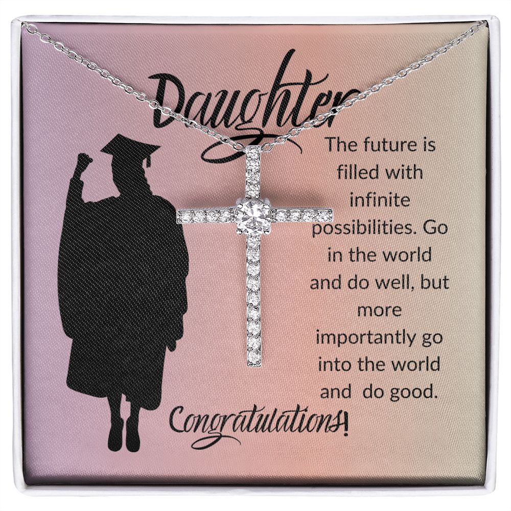 DAUGHTER, THE FUTURE, CONGRATULATIONS, CZ CROSS NECKLACE