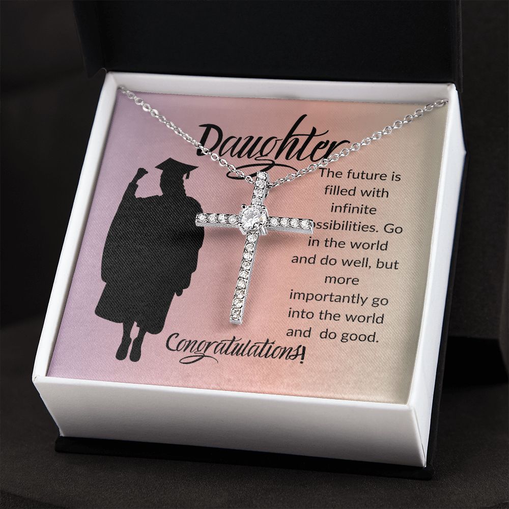 DAUGHTER, THE FUTURE, CONGRATULATIONS, CZ CROSS NECKLACE