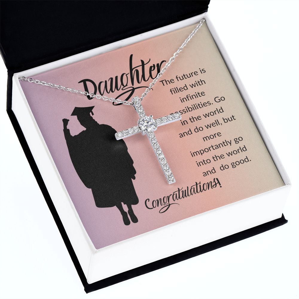 DAUGHTER, THE FUTURE, CONGRATULATIONS, CZ CROSS NECKLACE