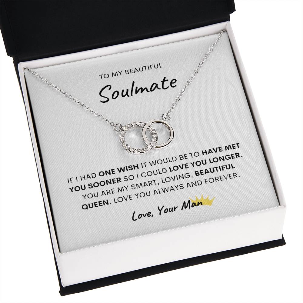 To My Beautiful Soulmate, Love Your Man Perfect Pair Necklace