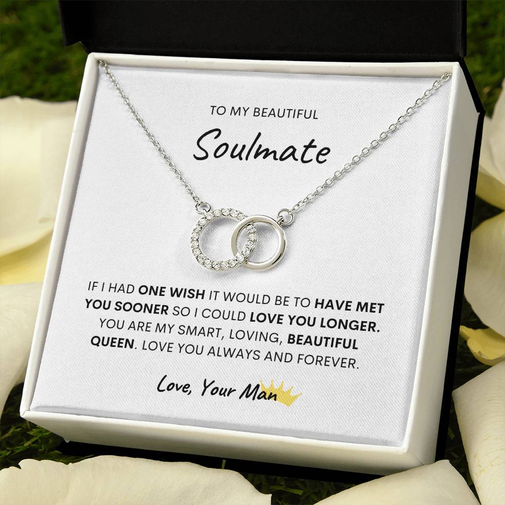 To My Beautiful Soulmate, Love Your Man Perfect Pair Necklace