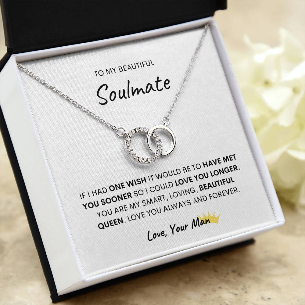 To My Beautiful Soulmate, Love Your Man Perfect Pair Necklace