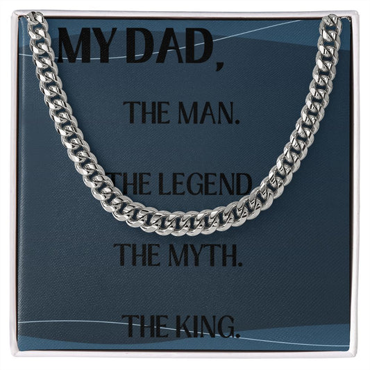 My Dad Blue The Legend Cuban Link Chain