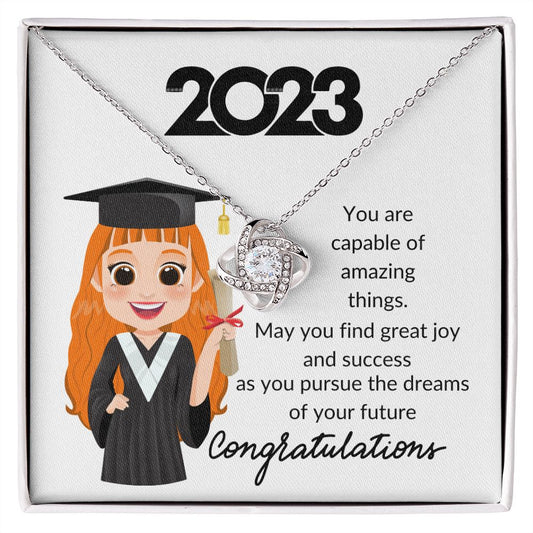 2023, YOU ARE CAPABLE, ORANGE HAIR, LOVE KNOT NECKLACE