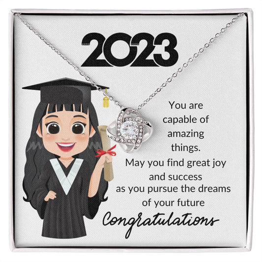 2023, YOU ARE CAPABLE, BLACK HAIR, LOVE KNOT NECKLACE
