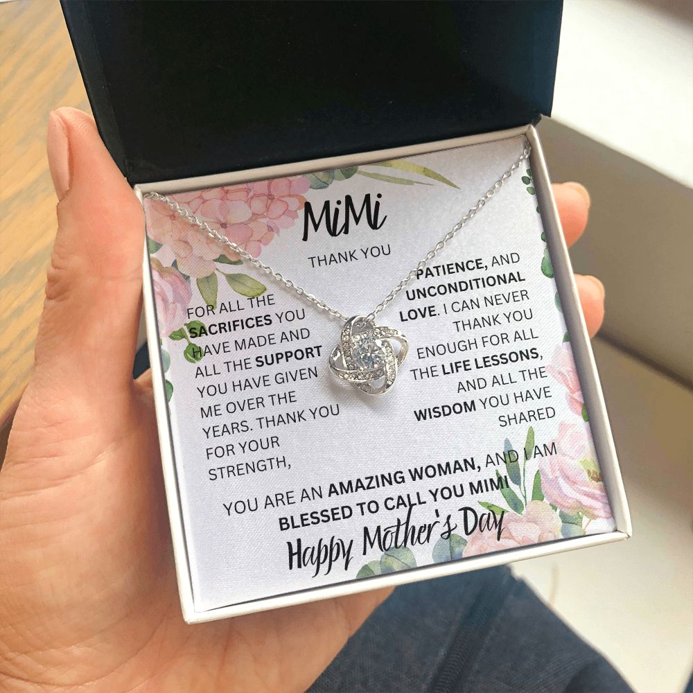 MIMI THANK YOU, HAPPY MOTHERS DAY, LOVE KNOT NECKLACE