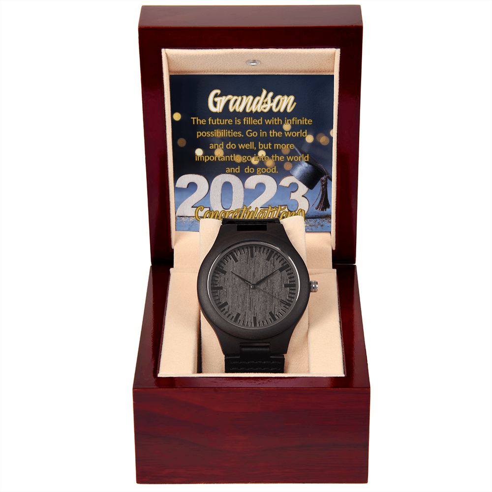 GRANDSON, CONGRATULATIONS CLASS OF 2023, WOODEN WATCH