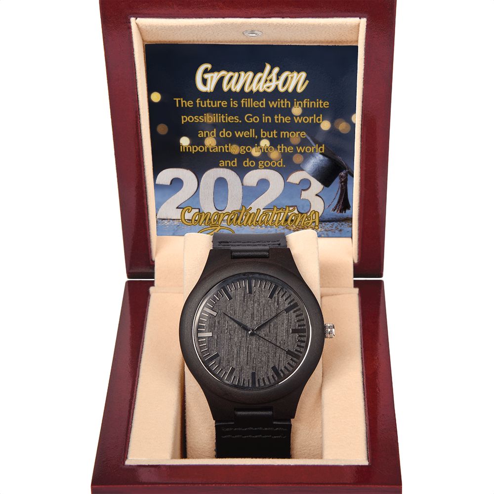 GRANDSON, CONGRATULATIONS CLASS OF 2023, WOODEN WATCH