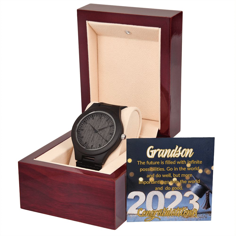 GRANDSON, CONGRATULATIONS CLASS OF 2023, WOODEN WATCH